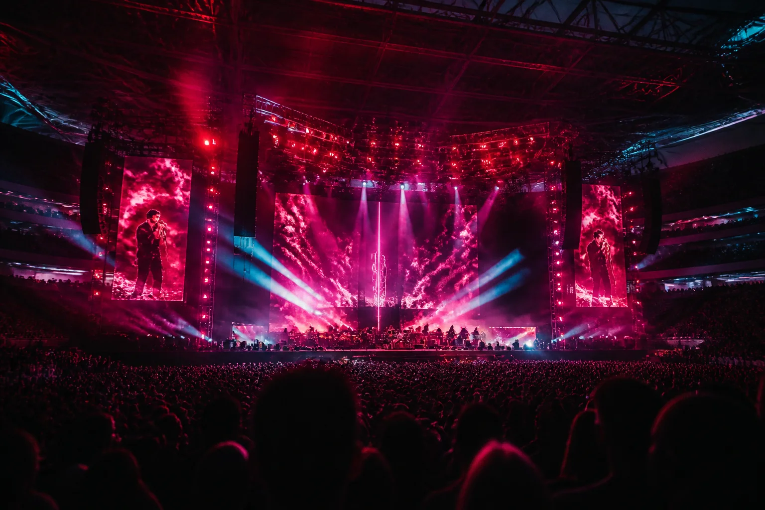 Atmospheric stadium concert stage lights