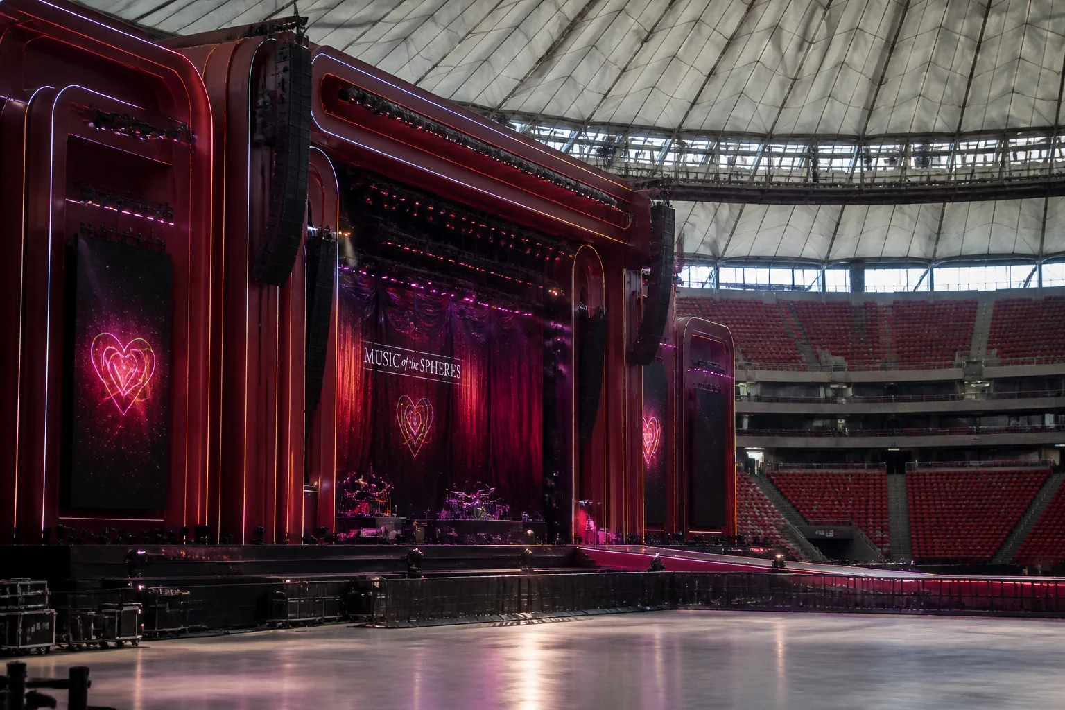 Concert arena production stage setup